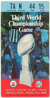 1969 Super Bowl III Ticket Stub - Jets Vs. Colts Blue Variation
